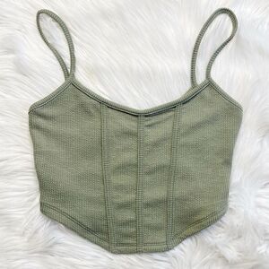 Signature 8 Waffle Knit Bustier Crop Top Green Size Small
